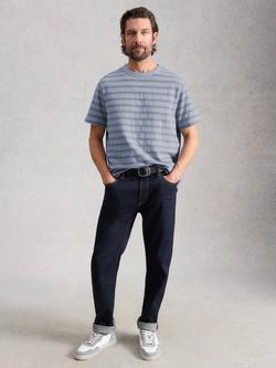 White Stuff Harrington Cotton Regular Fit Short Sleeve Stripe T-Shirt, Blue, Blue