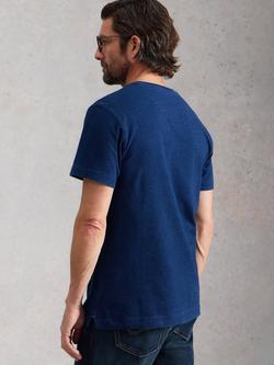White Stuff Hastings Cotton Regular Fit Short Sleeve Henley T-Shirt, Blue Indigo - view 2, Blue Indigo
