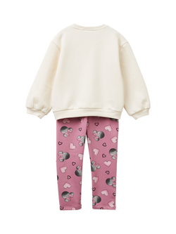 Benetton Kids' Fleece Minnie Mouse Tracksuit Set, Cream - view 2, Cream