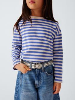 John Lewis Kids' Plaited Leather Belt, Silver - view 2, Silver