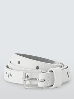 John Lewis Kids' Cut Out Leather Belt, White, White