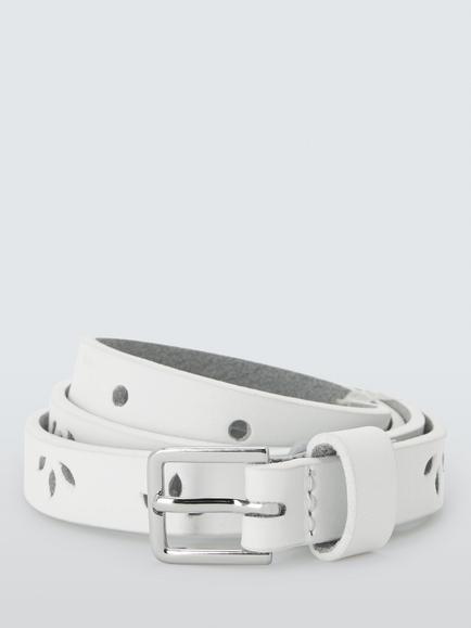 John Lewis Kids' Cut Out Leather Belt, White, White