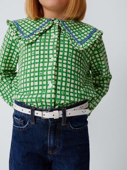 John Lewis Kids' Cut Out Leather Belt, White - view 2, White