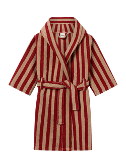 Piglet in Bed Kids' Pembroke Stripe Dressing Gown, Sandstone Red, Sandstone Red
