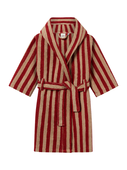 Piglet in Bed Kids' Pembroke Stripe Dressing Gown, Sandstone Red, Sandstone Red