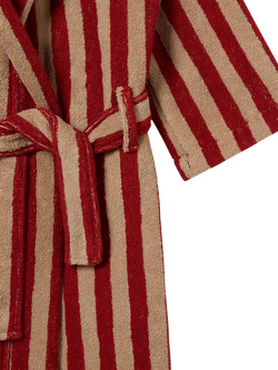 Piglet in Bed Kids' Pembroke Stripe Dressing Gown, Sandstone Red - view 2, Sandstone Red
