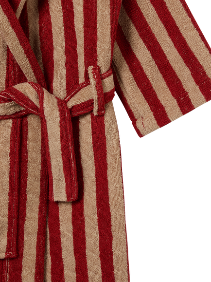 Piglet in Bed Kids' Pembroke Stripe Dressing Gown, Sandstone Red - view 2, Sandstone Red