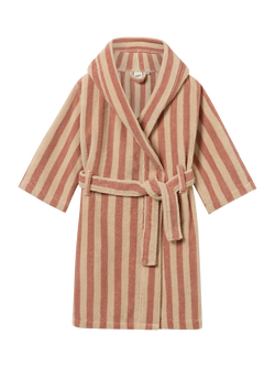 Piglet in Bed Kids' Pembroke Stripe Dressing Gown, Sand Shell, Sand Shell