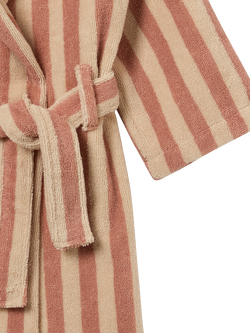 Piglet in Bed Kids' Pembroke Stripe Dressing Gown, Sand Shell - view 2, Sand Shell