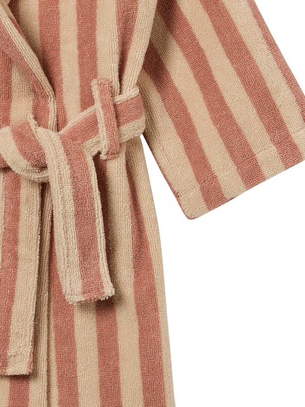 Piglet in Bed Kids' Pembroke Stripe Dressing Gown, Sand Shell - view 2, Sand Shell