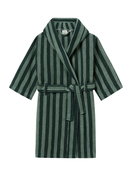Piglet in Bed Kids' Pembroke Stripe Dressing Gown, Pine Green, Pine Green