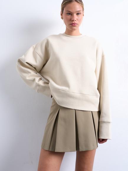 Topshop Heavyweight Crew Neck Sweatshirt, Cream - view 2, Cream