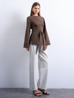 Topshop Tie Waist Top, Brown, Brown