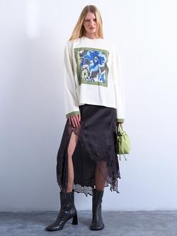 Topshop Floral Graphic Skater Top, White/Multi, White/Multi