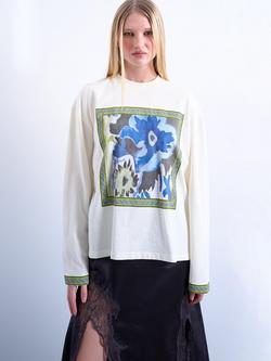 Topshop Floral Graphic Skater Top, White/Multi - view 2, White/Multi