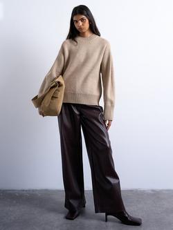 Topshop Crew Neck Chunky Knit Jumper - view 2, Beige