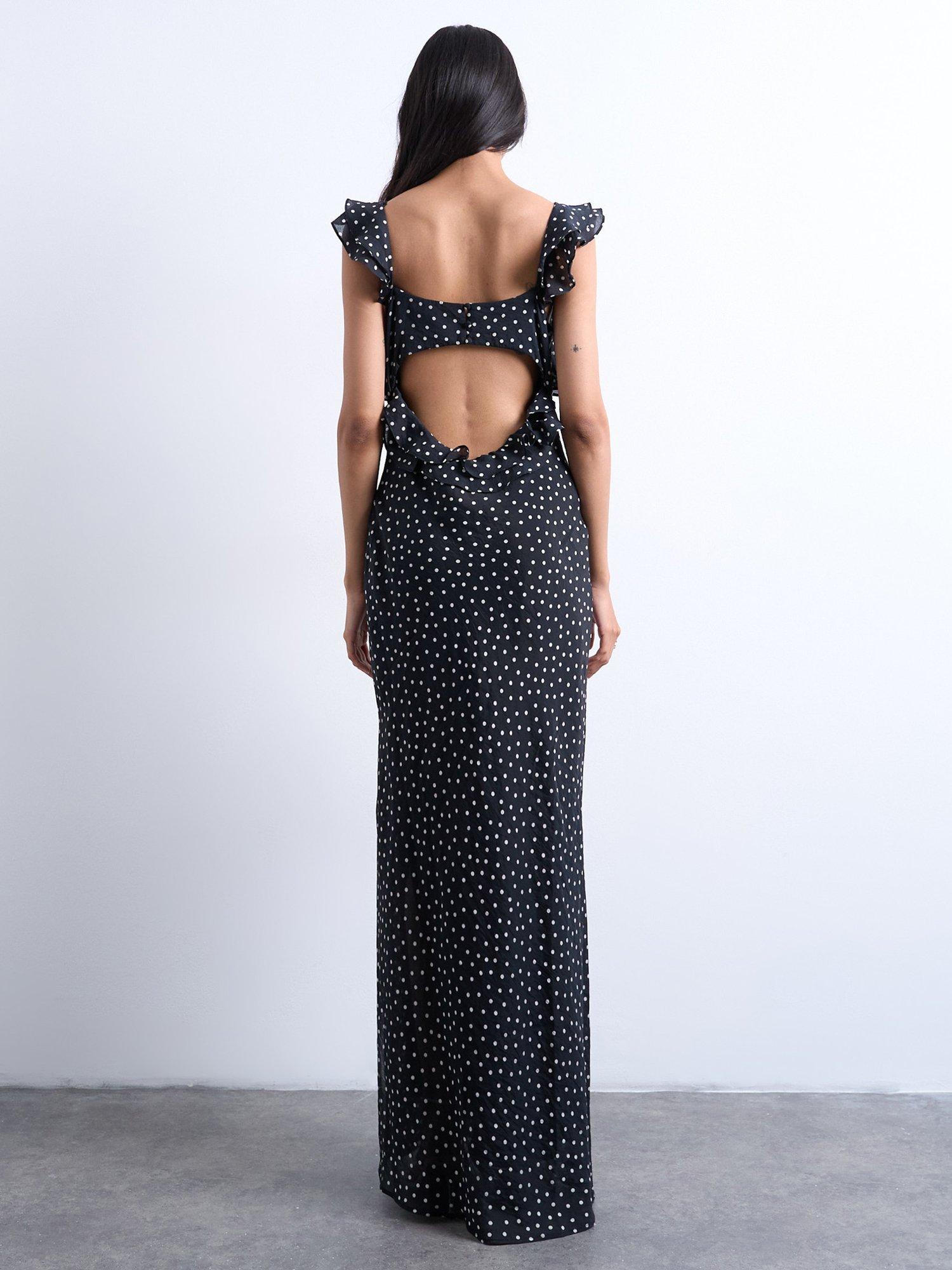 Asos Design Topshop Polka Dot Slip Dress Topshop Polka Dot Ruffle Slip Dress,  Black/White