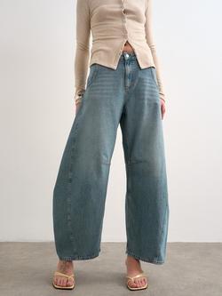 Topshop High Rise Horseshoe Leg Jeans, Washed Green, Washed Green