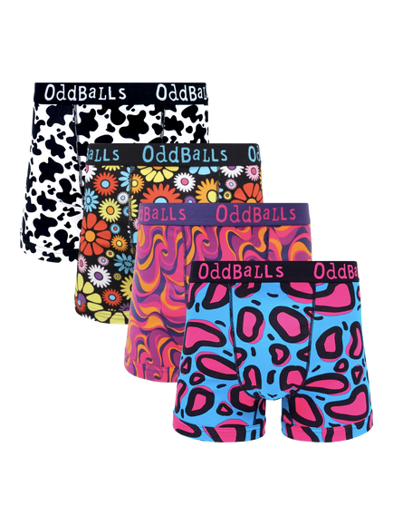 OddBalls Cotton Boxers Favourites Bundle, Pack of 4, Multi, Multi