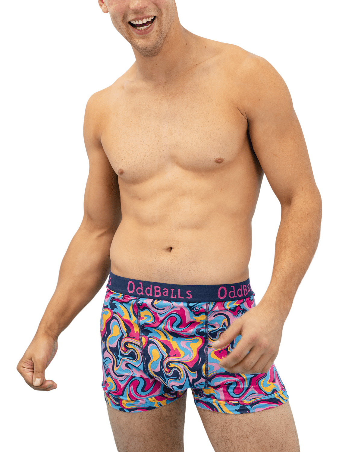 Product image 2 of 8, which shows OddBalls Mixed Cotton Blend Boxers, Pack of 3, Multi, S