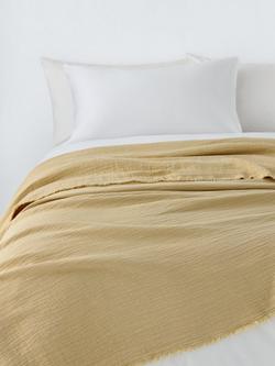 John Lewis Washed Cotton Bedspread, Butter