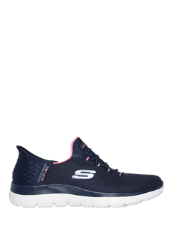 Skechers Summits Diamond Dream Slip On Trainers, Navy/Pink