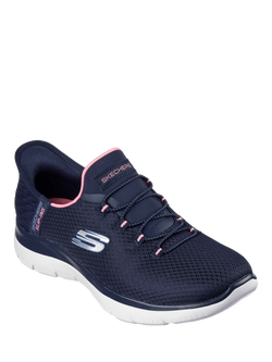 Skechers Summits Diamond Dream Slip On Trainers - view 2, Navy/Pink