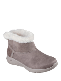 Skechers On-the-GO Joy Cozy Dream Slip-ins Ankle Boots, Dark Taupe - view 2, Dark Taupe