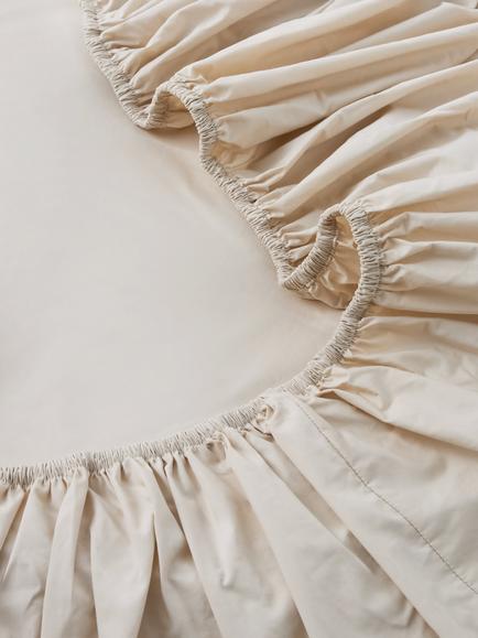 John Lewis Egyptian Cotton Percale Easy Care 260 Thread Count Deep Fitted Sheet - view 2, Almond