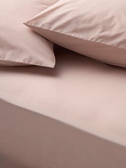 John Lewis Egyptian Cotton Percale Easy Care 260 Thread Count Deep Fitted Sheet, Plaster Pink