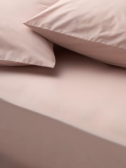 John Lewis Egyptian Cotton Percale Easy Care 260 Thread Count Deep Fitted Sheet, Plaster Pink