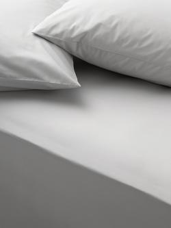 John Lewis Egyptian Cotton Percale Easy Care 260 Thread Count Deep Fitted Sheet, Light Grey
