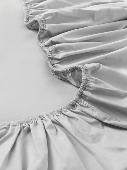 John Lewis Egyptian Cotton Percale Easy Care 260 Thread Count Deep Fitted Sheet - view 2, Light Grey