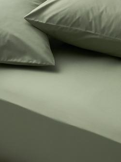 John Lewis Egyptian Cotton Percale Easy Care 260 Thread Count Deep Fitted Sheet, Myrtle Green