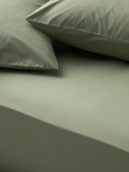 John Lewis Egyptian Cotton Percale Easy Care 260 Thread Count Deep Fitted Sheet, Myrtle Green