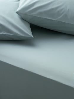 John Lewis Egyptian Cotton Percale Easy Care 260 Thread Count Fitted Sheet, Duck Egg