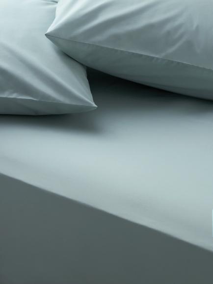John Lewis Egyptian Cotton Percale Easy Care 260 Thread Count Fitted Sheet, Duck Egg