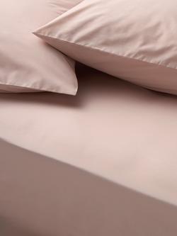 John Lewis Egyptian Cotton Percale Easy Care 260 Thread Count Fitted Sheet, Plaster Pink
