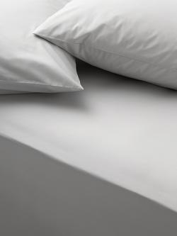 John Lewis Egyptian Cotton Percale Easy Care 260 Thread Count Fitted Sheet, Light Grey