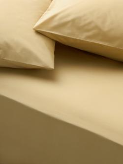 John Lewis Egyptian Cotton Percale Easy Care 260 Thread Count Fitted Sheet, Hay Yellow