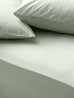 John Lewis Egyptian Cotton Percale Easy Care 260 Thread Count Fitted Sheet, Mist Green