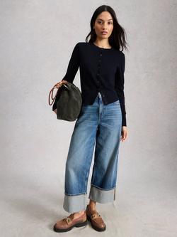 White Stuff Lois Crew Neck Cardigan, Blue, Blue