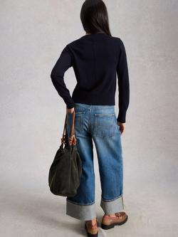 White Stuff Lois Crew Neck Cardigan, Blue - view 2, Blue