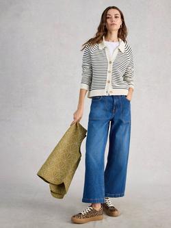 White Stuff Chaterly Textured Stripe Cardigan, Ivory/Multi, Ivory/Multi