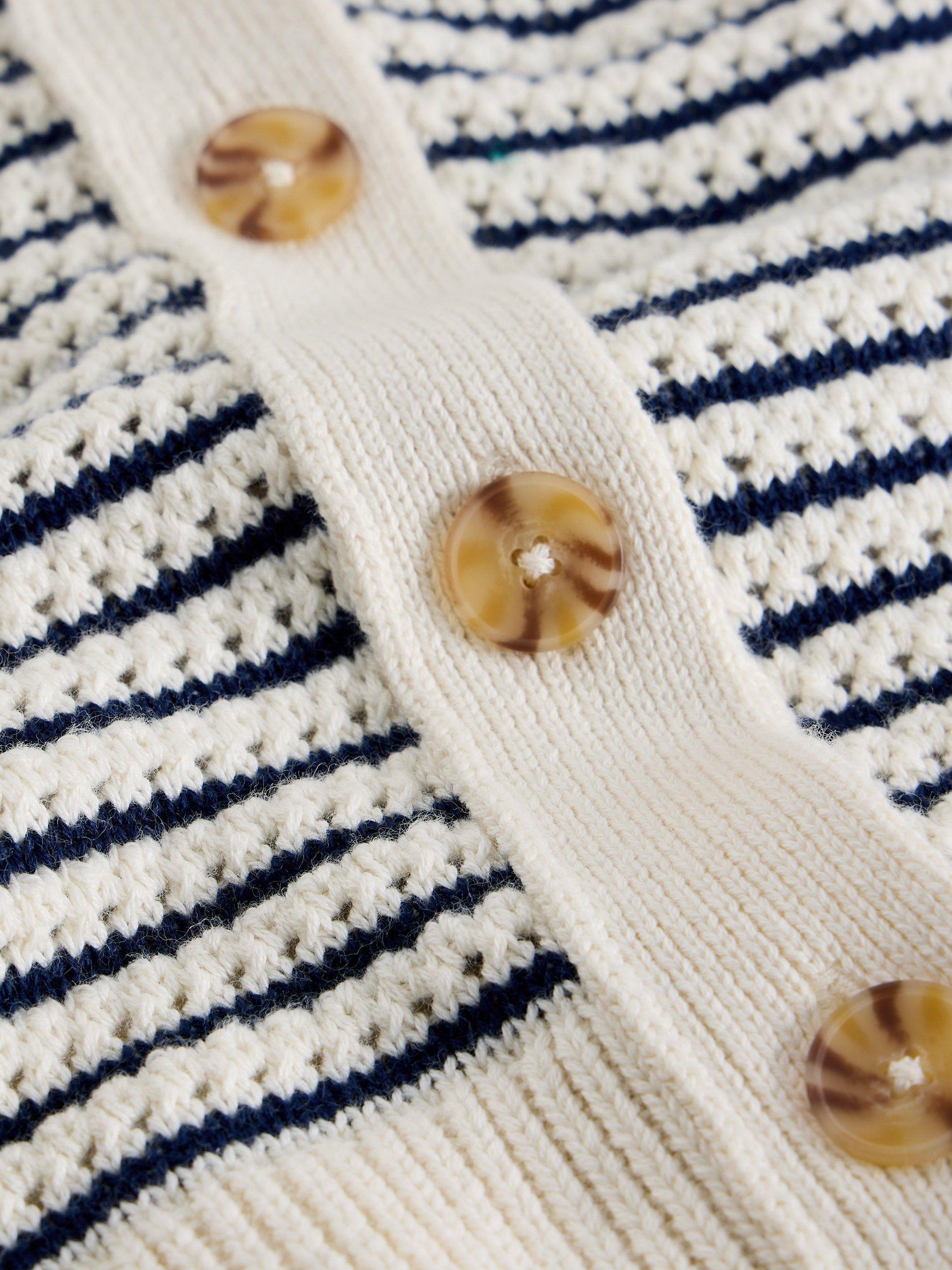 Product image 6 of 6, which shows White Stuff Chaterly Textured Stripe Cardigan, Ivory/Multi, S