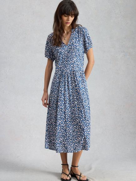 White Stuff Leah Abstract Jersey Dress, Blue/Multi, Blue/Multi