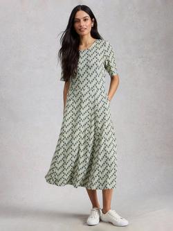 White Stuff Madeline Geometric Print Jersey Dress, Green Multi, Green/Multi