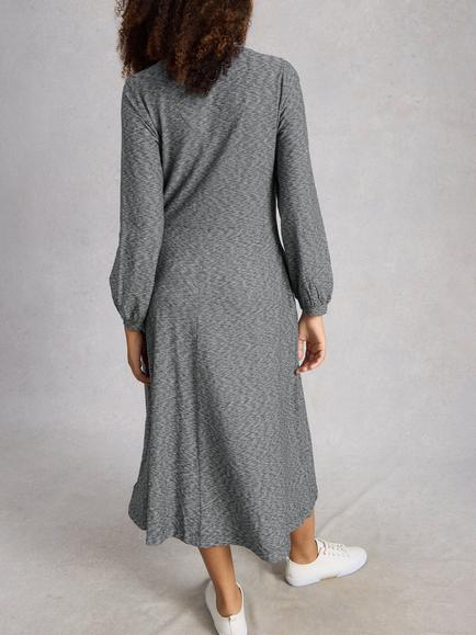 White Stuff Megan Cotton Button Down Midi Dress, Navy/Multi - view 2, Navy/Multi