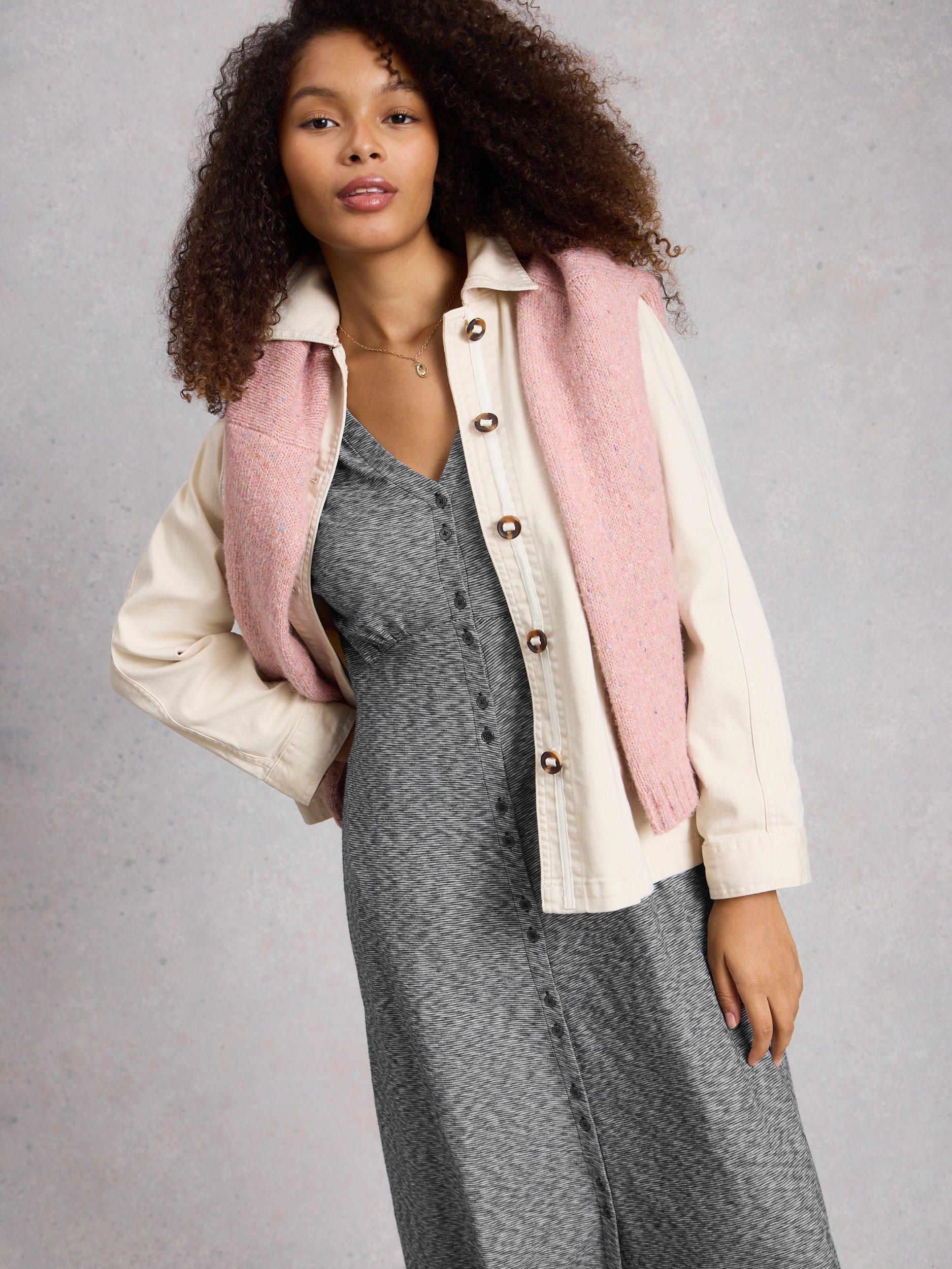 Product image 4 of 6, which shows White Stuff Megan Cotton Button Down Midi Dress, Navy/Multi, 6