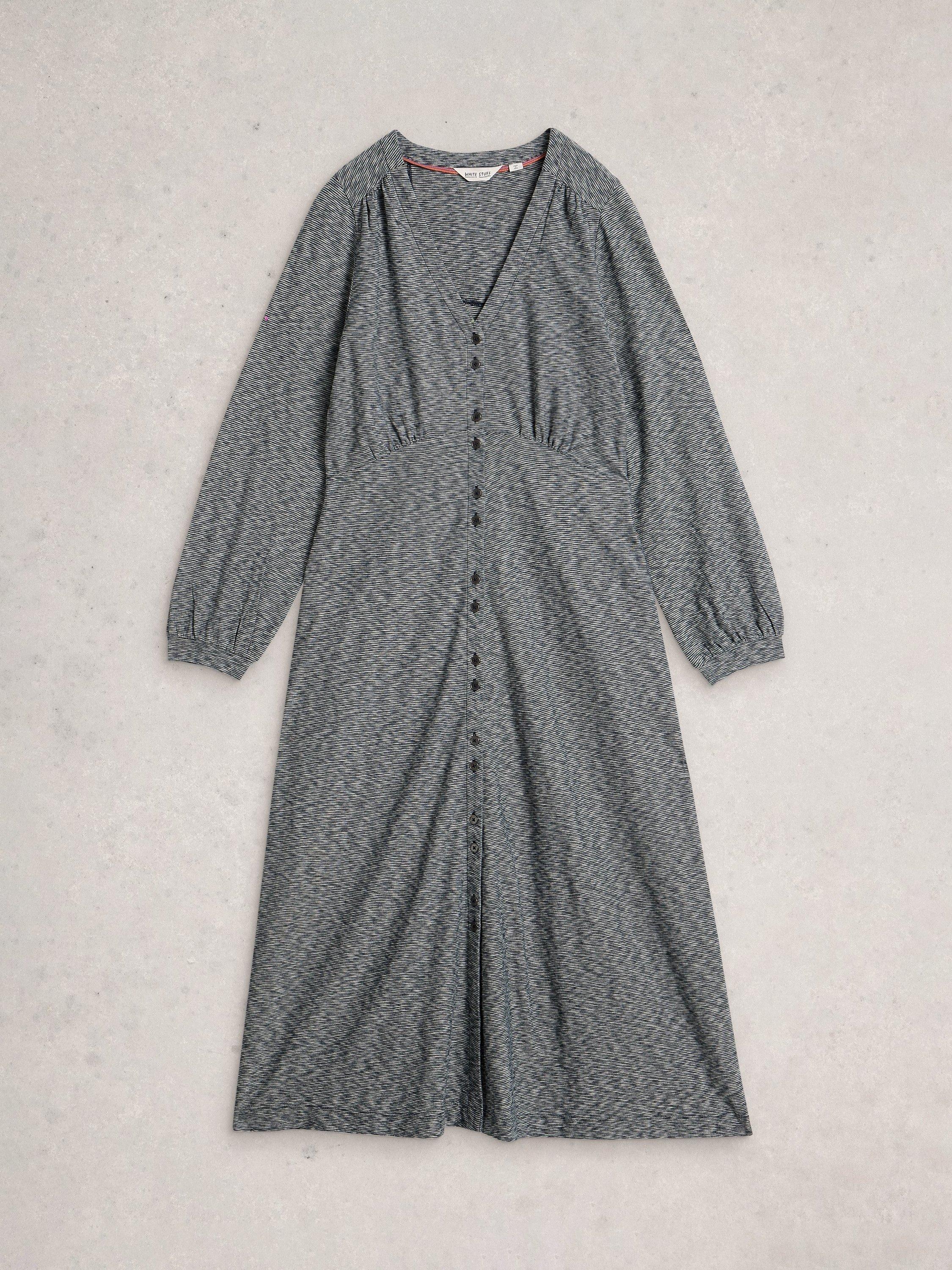 Product image 5 of 6, which shows White Stuff Megan Cotton Button Down Midi Dress, Navy/Multi, 6
